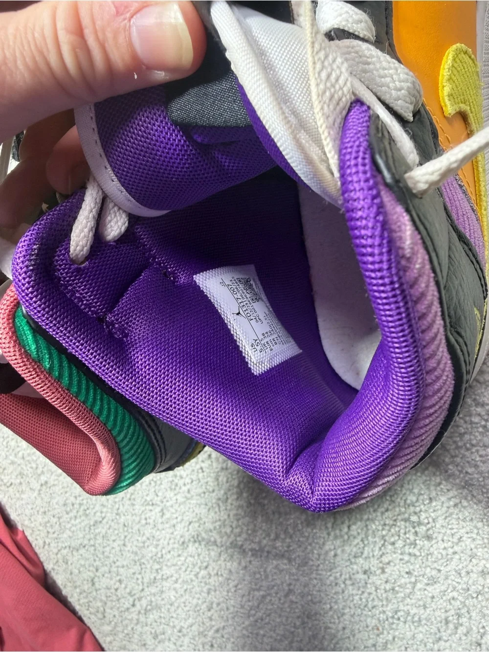 Kids Multicolor Athletic Sneakers with Yellow Swoosh